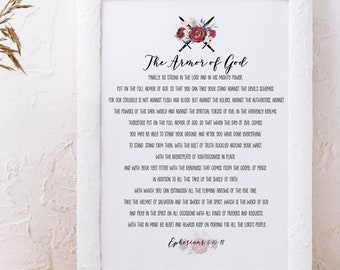 La Armadura de Dios ~Efesios 6:10-18-Archivo de descarga digital imprimible *4* Tamaños de impresión para elegir. (Actualizado para 2022)