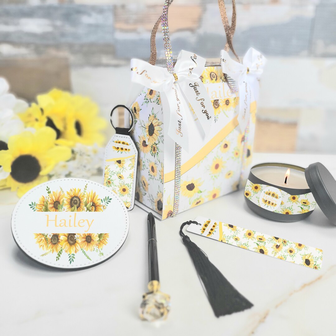 Sunflower Gift Box Sunflower Gift Set Sunflower Candle Gift Etsy