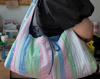 reversable shoulder bag or cross body bag pdf sewing pattern | upcycle friendly | usletter | instant download | easy with NO instruction