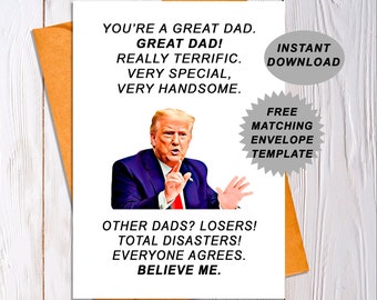Tarjeta divertida de Trump para el Día del Padre: Regalo con caricatura humorística (Descarga digital)
