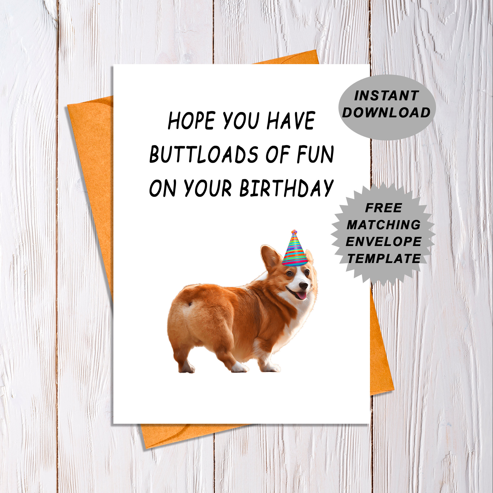 Printable Birthday Card, Hope You Have Buttloads of Fun on Your Birthday, Birthday Greeting Card