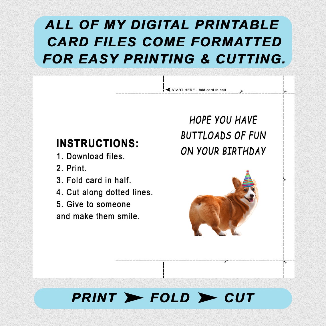 Printable Birthday Card, Hope You Have Buttloads of Fun on Your