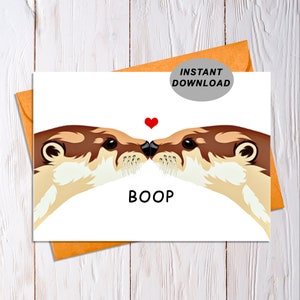 Tarjeta de nutria, linda tarjeta de San Valentín, tarjeta de aniversario de nutria, tarjeta de cumpleaños de nutria, tarjeta de amor animal para novio, tarjeta de aniversario de esposa