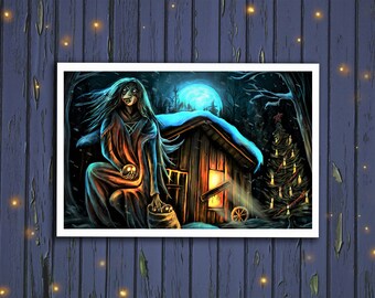 The Yule Witch - Gryla Islandic Folklore Spooky Print, La Befana Cottagecore Creepy Chrisrtmas Decor, Horror Winter Solstice Gift