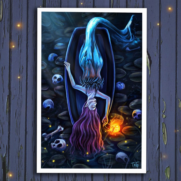 The Rusalka - The Slavic Mermaid Fairy Tales Pagan Poster, Slavic Siren Folklore Room Decor, Ethereal Witch Wall Art Print