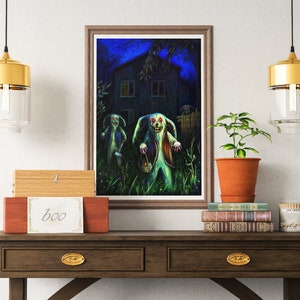 Scary Monster Bunnies Macabre Art Print, Gothic Easter Rabbit Halloween ...
