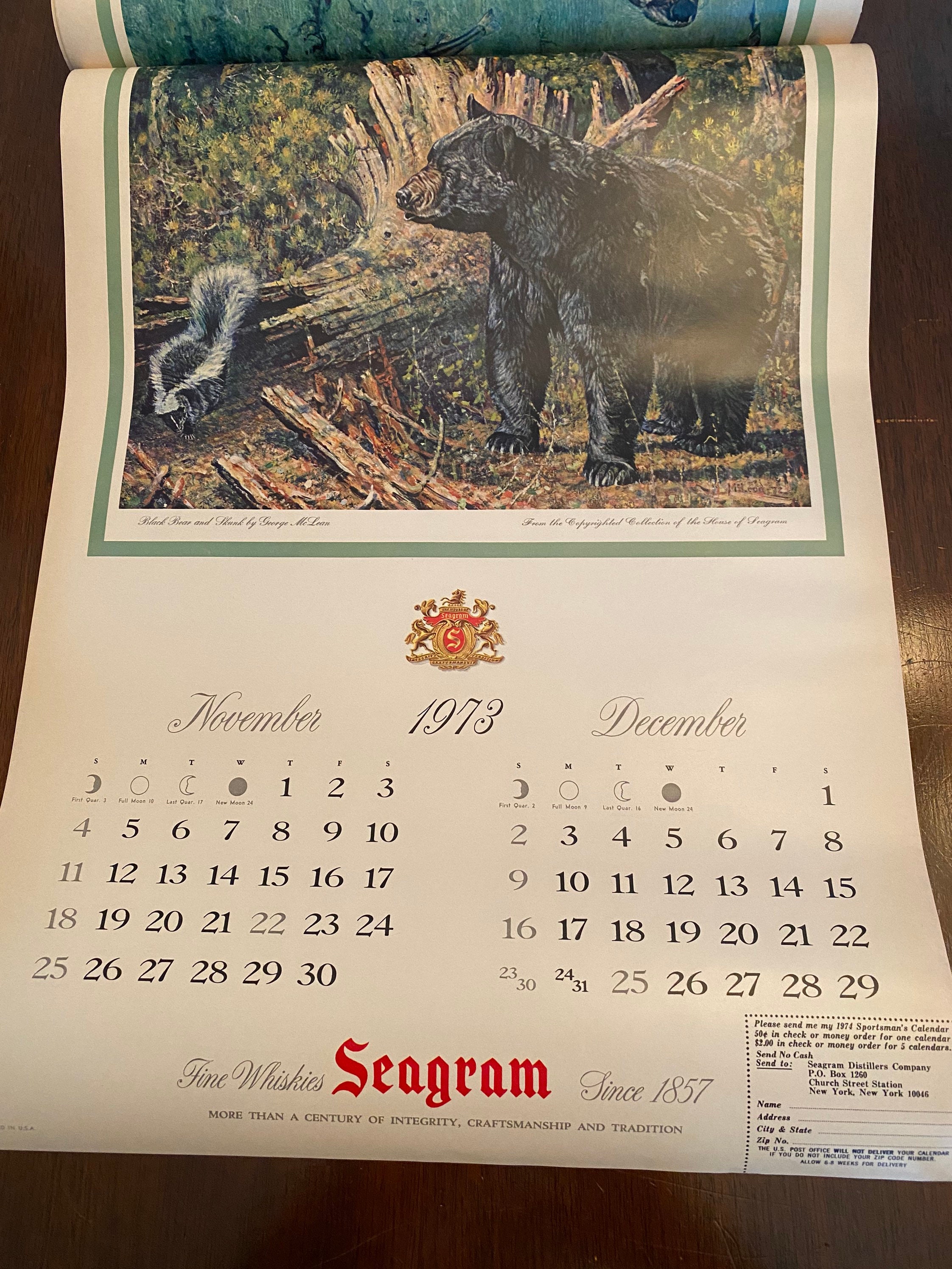 Vintage Seagrams 1973 Wall Calendar - Etsy