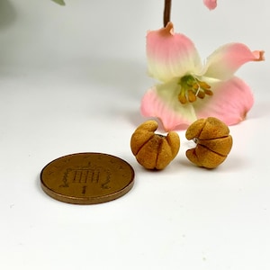 Adorable Tiny Handmade Kawaii Croissant Stud Earrings Pastry Patisserie French Food Lovers Gifts for Her