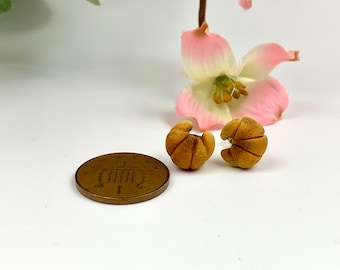 Handmade Croissant Stud Earrings: Polymer Clay French Pastry