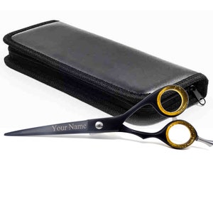 Stylist Barber Gift Personalized Cutting Tool Stainless Steel Black Shears 6.5&quot; with Personalised Engrave Name or Sentiment