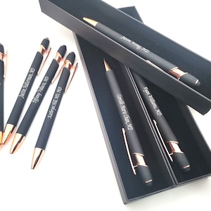 Engraved Pen Gift Personalized Names Business Logos, Rubberized Ballpoint Pen for Touch Screen Tablet, Stylus Tip Black Ink 2 in 1 Design