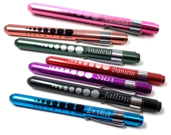 Personalized Medical Pen Light Pupil Gauge Ruler LED Nurse Doctor RN CRNA Nursing Penlight Gift for Him Her Student Emt Reusable - 10 Colors