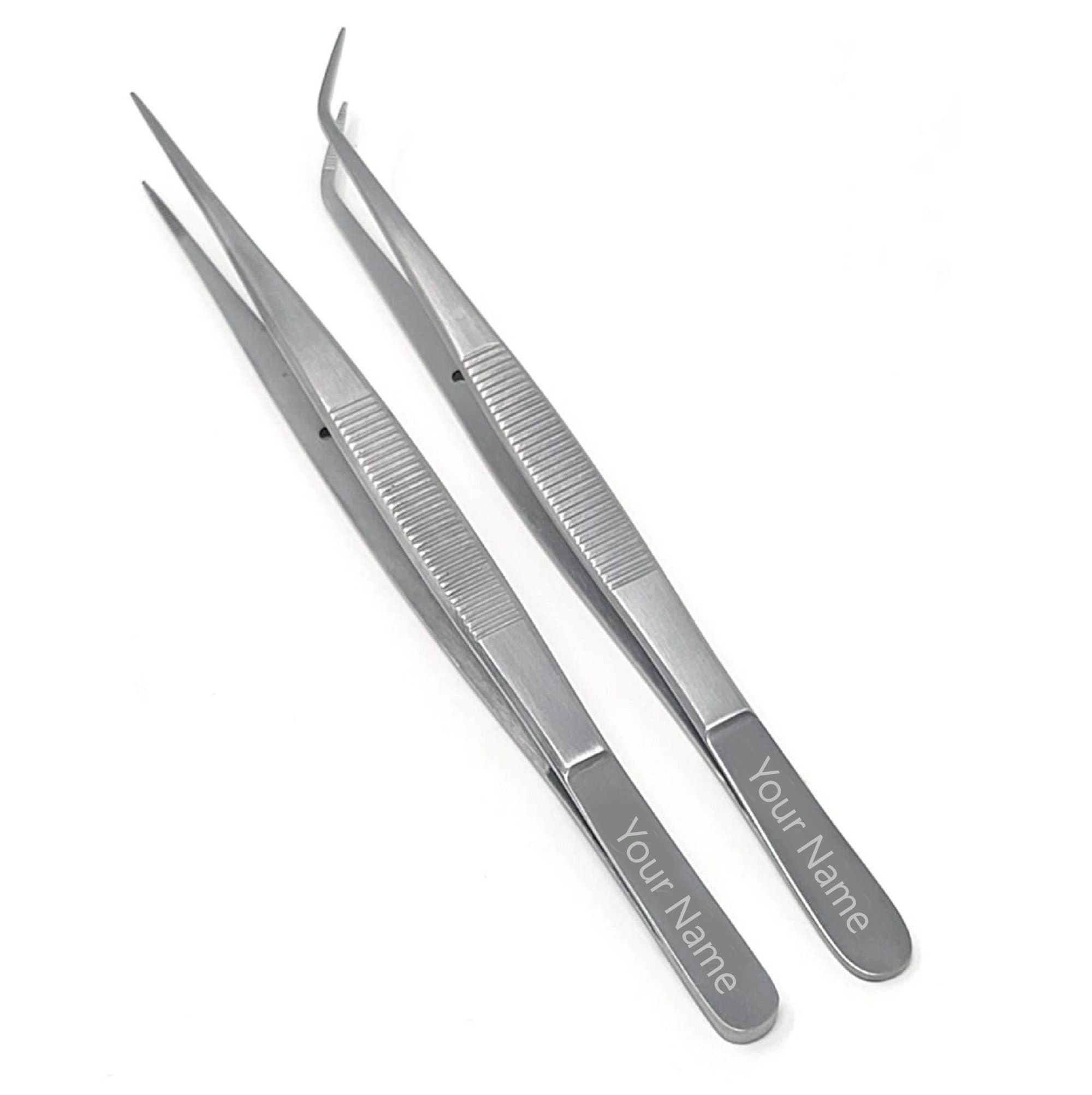 Personalized Stainless Steel Diamond Tweezers 6" Fine Serrated Points - Custom Gift Under 20 Dollars