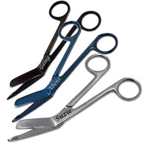 Tijeras de vendaje para zurdos, grabadas a medida, de 5.5", regalo personalizado para zurdos por menos de 20 dólares, de acero inoxidable