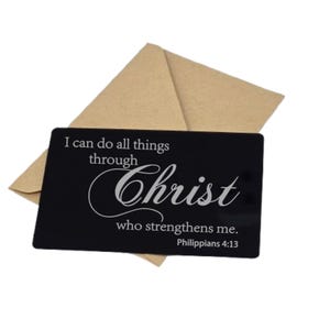 Inspirerend geloof gepersonaliseerde metalen portemonneekaart, religieuze aandenken, spiritueel cadeau, communiecadeau, gebedsinzetstukken, metalen kaart voor portemonnee