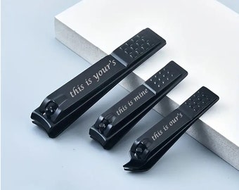 Personalized NAIL CLIPPER Custom Engraved Nails Salon Nailclipper Cutter Birthday Gifts for Her Women Girlfriend Mom Gift, BLACK
