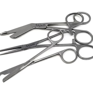 Engraved 3 Pcs Custom Gift Set Polished Stainless Steel Hemostat Forceps 5.5&quot; Suture Stitch 4.5&quot; Bandage Scissors 5.5&quot;