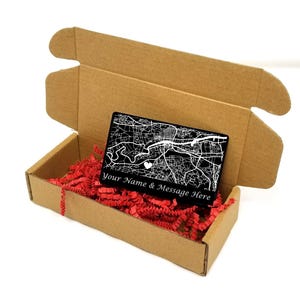 Valentinstagsgeschenk mit Gravur, Romantische Brieftaschenkarte, Personalisierte Karte, wo wir uns getroffen haben, Andenken für Ihn Sie, Brieftascheneinsatz aus Metall