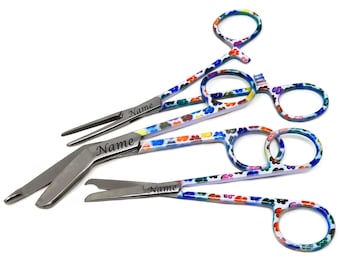 Engraved Veterinarian Bandage Scissors+Stitch Scissors+Hemostat, Vet Tech, Dog Cat Paw, Graduation Gift for Vet School Student, Personalized