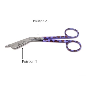 Name Engraved EMT Nurse Medic Scissors - 5.5&quot; Bandage Scissors for Vet Tech Gift, Stainless Steel, Purple Leopard Pattern Handle