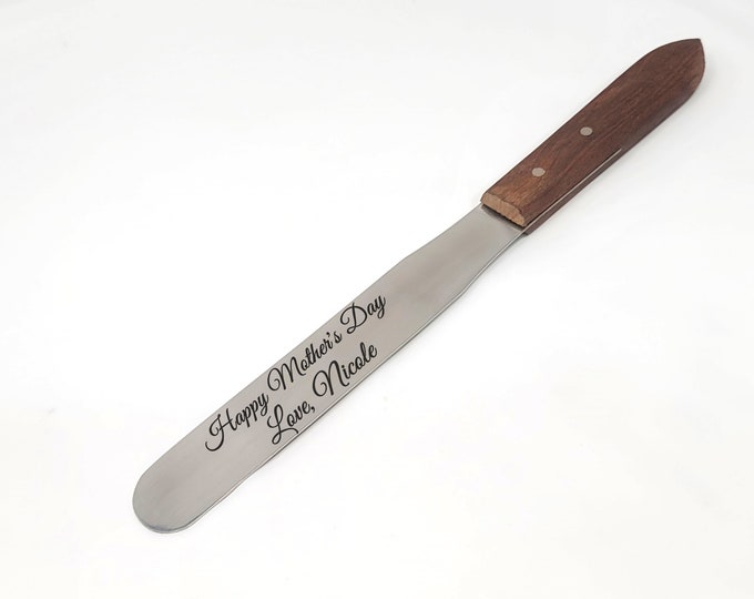 Happy Mother's Day Customized Baking Baker's Spatula, Engraved Icing Frosting Spreader, Wooden Handle Stainless Steel Blade, Kitchen Utensil
