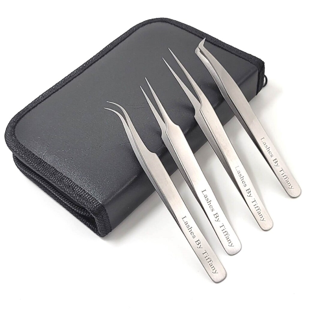 Personalized Silver Tweezers A Set of 4 Precise Tweezers & Slanted Professional Eye Brow Kit
