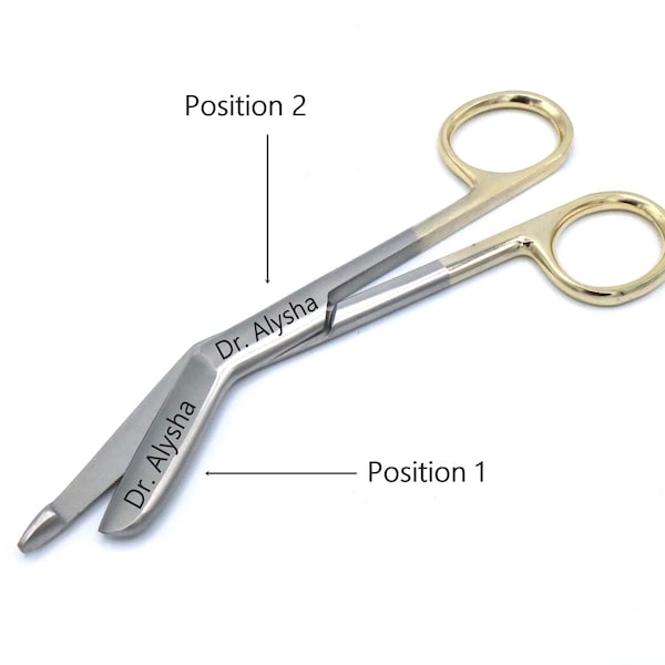 Engraved Gift Under 20 Dollars 5.5" Bandage Scissors One Serrated Blade, Stainless Steel, Gold Handle