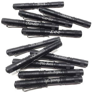 Personalized Engraved LED Flashlight for Police Officers, Glove Compartment, First Aid Kits, Reusable Penlight, Custom Gift Under 20 Dollar