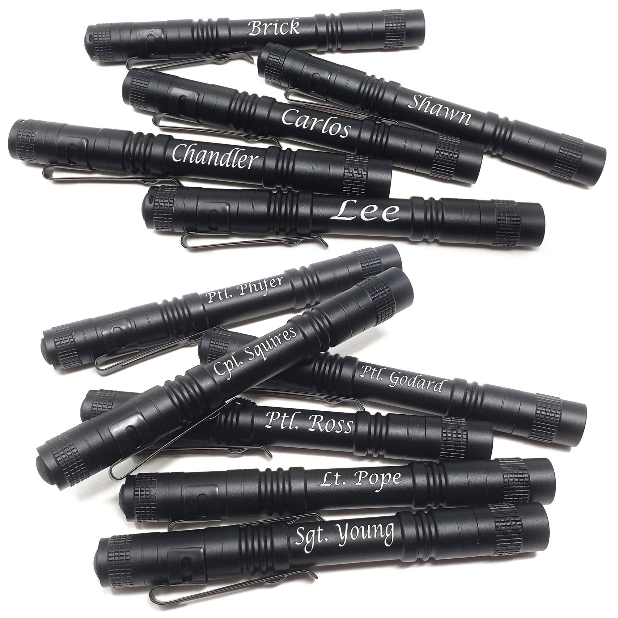 Personalized Engraved LED Flashlight for Police Officers, Glove Compartment, First Aid Kits, Reusable Penlight, Custom Gift Under 20 Dollar