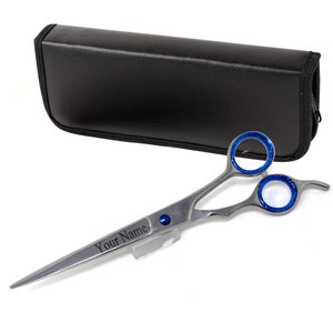 Ciseaux de coiffeur professionnel Ciseaux de coupe de cheveux de salon de coiffure gravés sur mesure 7,5 pouces argent avec support pour étui