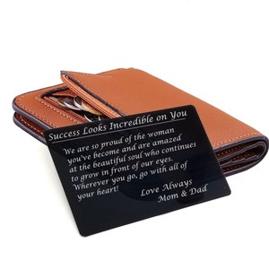 Personalized Wallet Card Engraved with Custom Message, Metal Card Inserts, Inspirational Message for Military Deployment, Love Notes