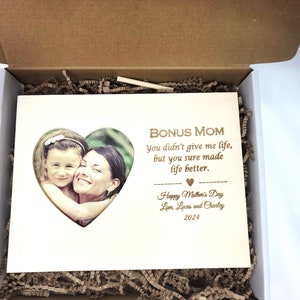 Step Mom Mother&#39;s Day Picture Frame, Bonus Mom Gift, Custom Customized Personalized Step Mom Mother&#39;s Day 2024 Free Local Shipping