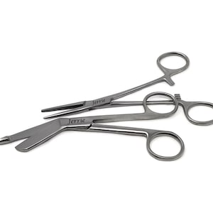 Personalize Gift Set of 2 Pcs Stainless Steel Bandage Scissors 5.5&quot; + Hemostat Forceps 5.5&quot; Engraved Customized Gift Under 25 Dollars
