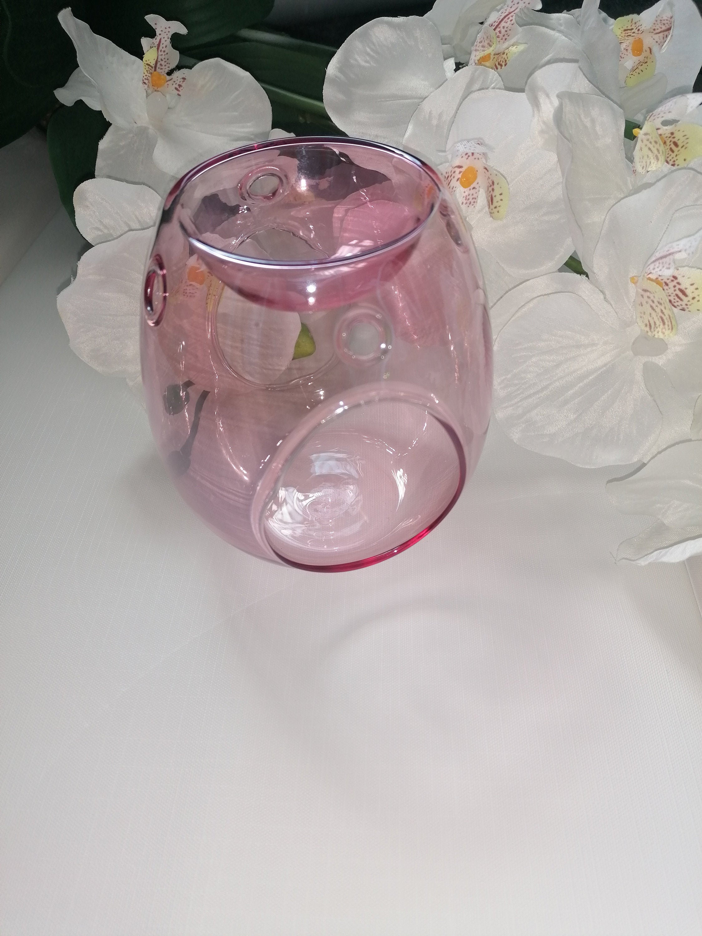 Soft Pink Plated Glass Wax Burner Etsy