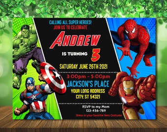 Avengers Invitation Etsy