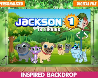 Personalized Puppy Dog Pals Birthday Banner, Kids Party Decor (Digital File)