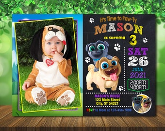 Puppy Dog Pals Birthday Invitation with Photo (Digital Invite)
