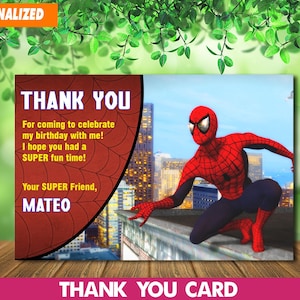 Spiderman-bedankkaart - Spiderman bedankje - Spiderman Party Bag tags Topper - Spiderman bedanklabels - Spiderman Party