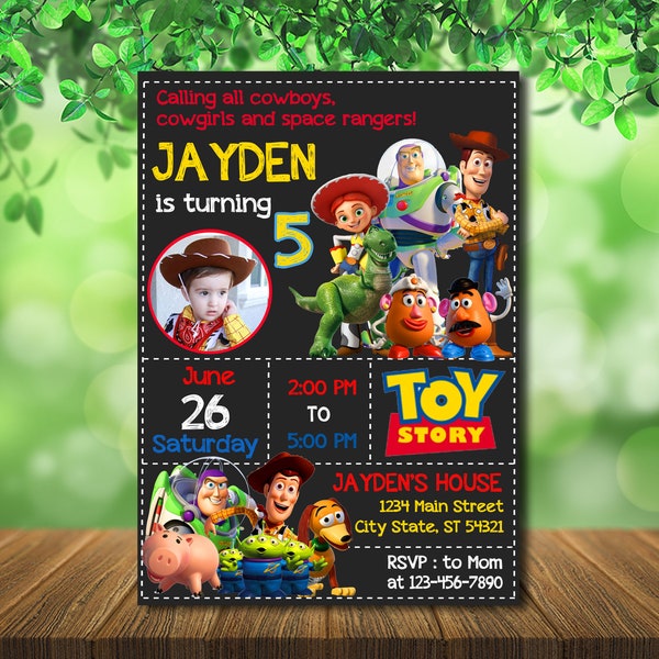 Toy Story Birthday Invite - Toy Story Invitation  With Photo - Toy Story Birthday Party - Personalized - Digital File LD031