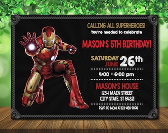Invitación de cumpleaños personalizada de Iron Man (archivo digital)