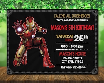 Iron Man Digital Invite - Iron Man Invitation - Iron Man Boy Invitation - Birthday Invitation - Personalized - Digital File - LD030