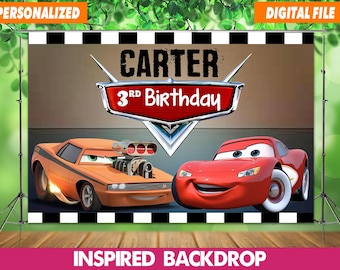 Personalized Cars Birthday Backdrop: Lightning McQueen Party Decor (Digital File)