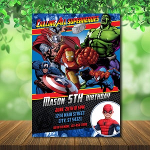 12 Marvel Heroes Personnalise Fete D Anniversaire Inviter Merci Carte Maison Ze