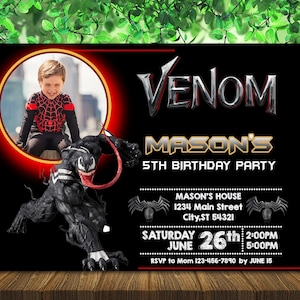 Venom Birthday Invitation With Photo - Venom Digital Invitations - Venom Invitation - Venom Invites - Birthday Invitation - Digital File