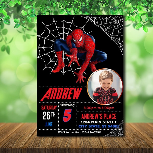 Spiderman Invitation With Photo - Amazing Spider-man Birthday Invite - Spiderman Digital Invite - Marvel Boy Invites - Digital File LD3004