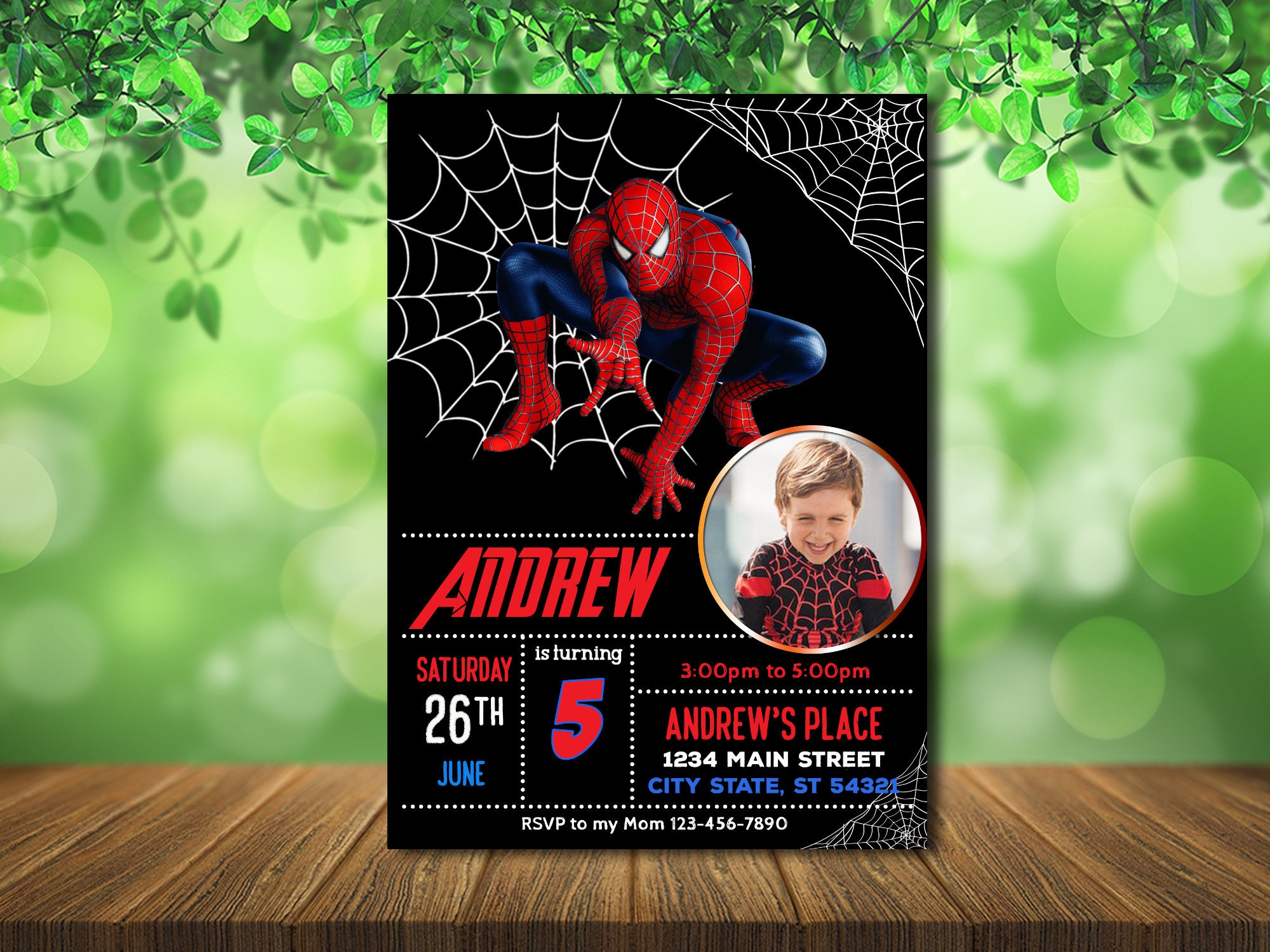 Spiderman Invitation With Photo Amazing Spiderman Birthday Etsy