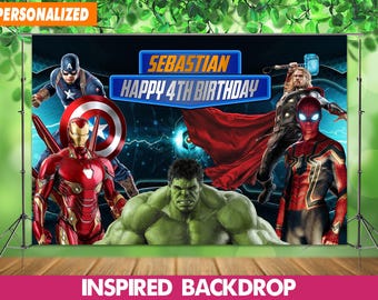 Avengers Birthday Backdrop Superhero Banner Personalized Printable Digital File