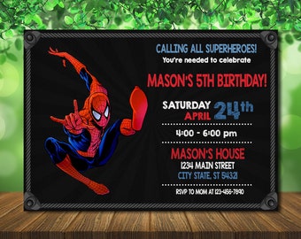 Spiderman Birthday Invitation: Superhero Party (Digital File)