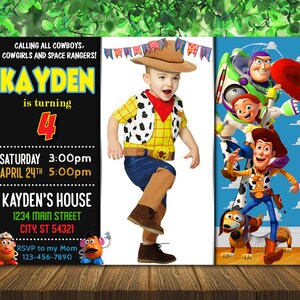 Toy Story Birthday Invite - Toy Story Invitation  With Photo - Toy Story Birthday Party - Personalized - Digital File LD004