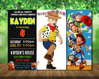 Toy Story Birthday Invitation with Photo - Personalized Digital File